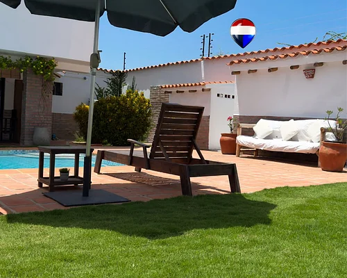 Private backyard patio area