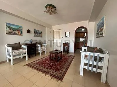 Open living area with windows
