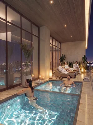 Luxury bathroom with tub