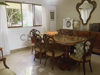 Dining room with chandelier