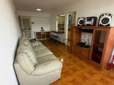 Bright living room with sofa