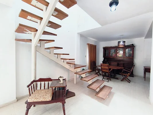 Spacious balcony overlooking yard