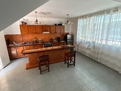 Kitchen with white cabinets