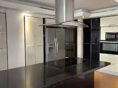 Bright dining room with table