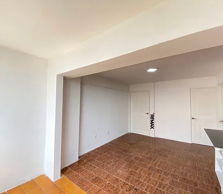 Hallway with linen closet