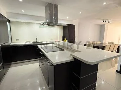 Kitchen with white cabinets