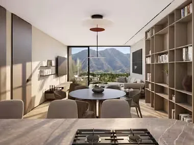 Modern kitchen with white cabinets
