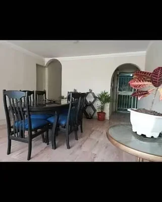 Dining room with table set
