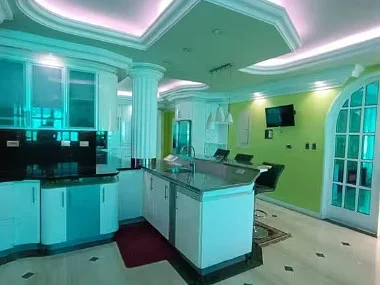 Formal dining room with chandelier