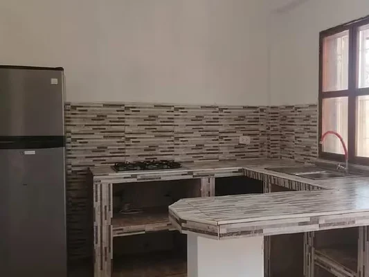 Kitchen with white cabinets