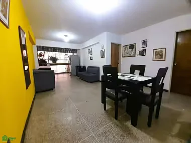 Living room with dining view