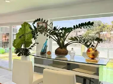 Spacious living room with fireplace