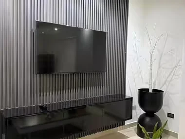 Bright living room with sofa