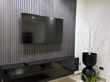 Open living area with windows
